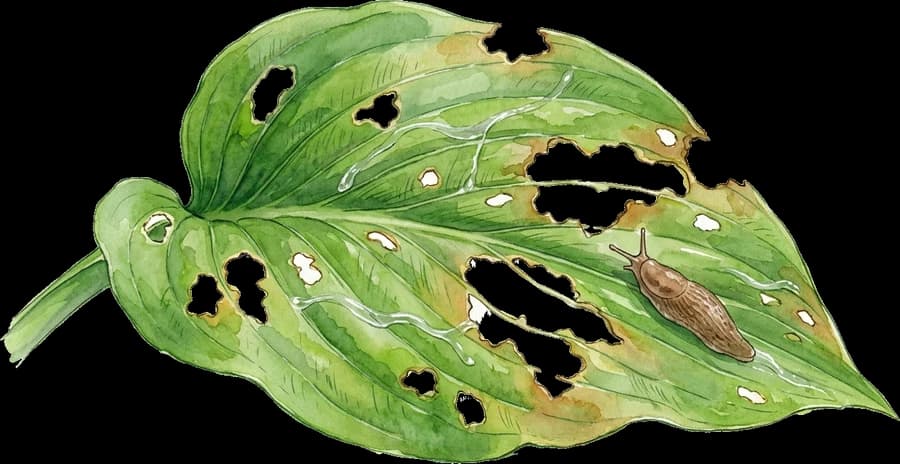 What Slugs damage looks like on a plant