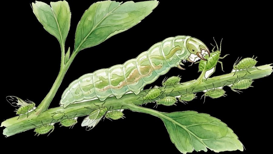 En blomflugor som jagar skadedjuren den lever av