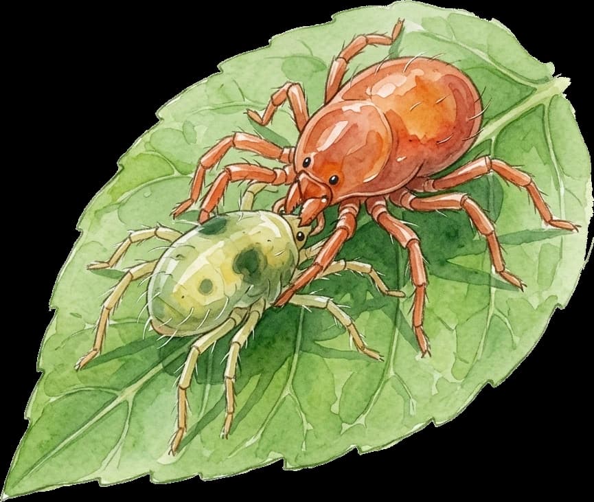 A Predatory mites hunting the pests it feeds on